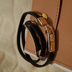 NEW - 3 Available Brown Leather Bracelet with gold tone details